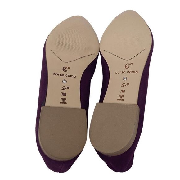 Corso Como 7 Eggplant Purple Suede Recital Ballet Flats Suede Pointed Toe - Picture 7 of 11